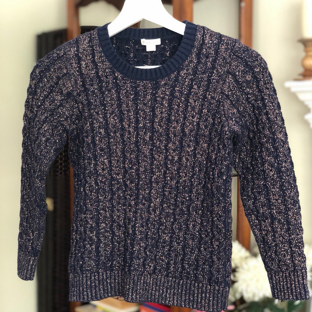 Navy sweater with shiny knit